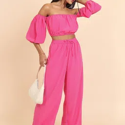 Tokyo Talkies Off Shoulder Top with Wide Leg Trousers-picture-23