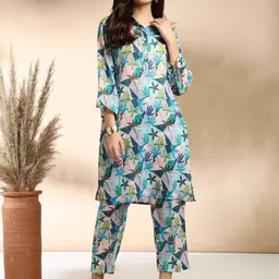 BAESD Printed Shirt Collar Tunic With Trousers-image-70