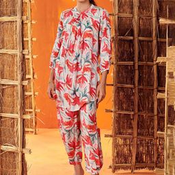 NAINVISH Printed Three Quarter Sleeve Tunic & Trouser Co-Ords-picture-0