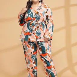 Sringam Printed Pure Cotton V Neck Top & Flared Trouser Co-Ords-53