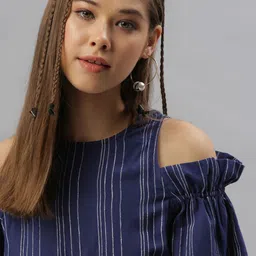 SHOWOFF Women Blue & White Striped Co-Ords-image-45