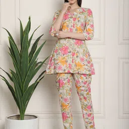 Rajnandini Printed Notched Lapel-Collar Co-Ords-10