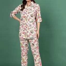 Clora Creation Printed Shirt With Trouser Co-Ords-image-56