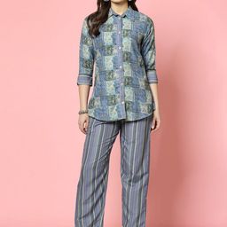 Clora Creation Printed Shirt With Trouser Co-Ords-image-90