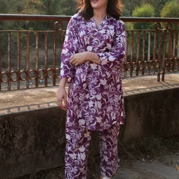 DIMPLE DESIGN STUDIO V-Neck Printed Pure Cotton Tunic With Trouser-picture-30