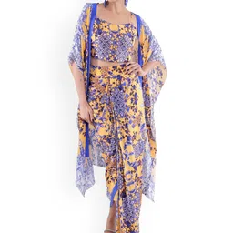JYO DAS Printed Top Cape With Skirt Co-Ords-14