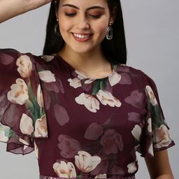 SHOWOFF Women Green & Violet Floral Printed Co-Ords-image-7