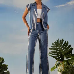 CLOTHES ON MY MIND Stripped  Sleeveless Coat & Trouser Co-Ords-image-97