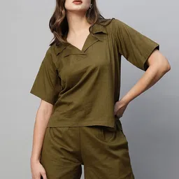 Babli Shirt Collar Pure Cotton Top With Shorts-picture-44