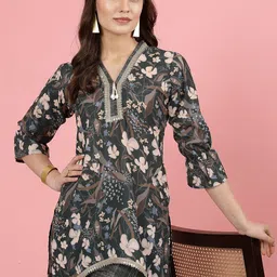 Clora Creation Floral Printed Tunic Top with Trousers Co-Ords image 2