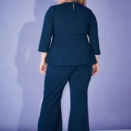 SASSAFRAS Curve Blue Plus Size Self-Design Top Wit Trouser Co-Ords image 2