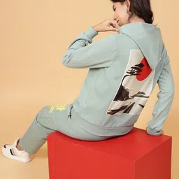 Rigo Printed Plus Size Terry Sweatshirt with Trousers co-ords Set image 4