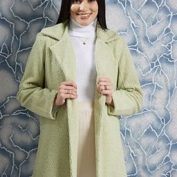 Athena Green Front Open Textured Over Coat-14