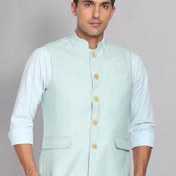 AD by Arvind Mandarin Collar Geometric Pattern Nehru Jacket-21