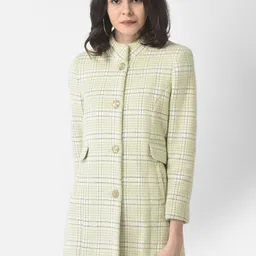 Crimsoune Club Women Checked Single-Breasted Longline Overcoat-picture-2