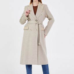 Fashion Gaiia Women Notched Lapel Long Coat-37