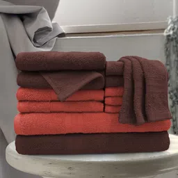 Aura Rust & Coffee Brown 12 Pc Sassoon Anatolia 500 GSM Cotton Towel Set-5