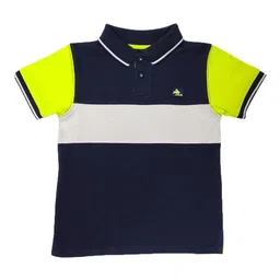 Cherry Crumble Unisex Kids Multicoloured Colourblocked Polo Collar T-shirt-image-88