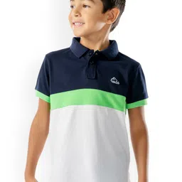 Cherry Crumble Kids Multicoloured Colourblocked Polo Collar T-shirt-image-30