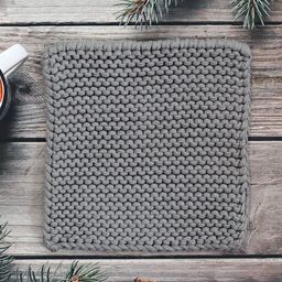 Pluchi Grey 2 Pieces Woven-Design Square Pure Cotton Table Placemats-16