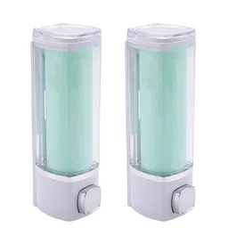 Kuber Industries Green 2 Pieces Manual Shampoo & Soap Dispenser Bathroom Accessories 250ml-48
