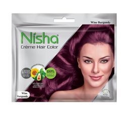 Nisha Unisex Burgundy Pack of 6 Creme Hair Color- Wine Burgundy-86