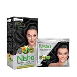 Nisha Set of 2 No Ammonia Creme Hair Color with Sunflower 120 g & 40 g - Natural Black 1.0-13