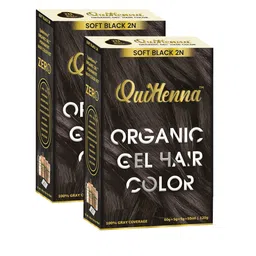 QUIKHENNA Organic Gel Set Of 2 PPD & Ammonia Free Hair Colour 165 g Each - Soft Black-40