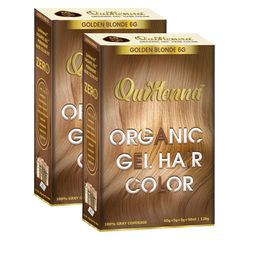 QUIKHENNA Set of 2 Organic Gel Ammonia Free Hair Colour 120 g Each - Golden Blonde 6G-12