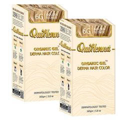 QUIKHENNA Organic Gel Set Of 2 Derma Hair Colour Kit- 165gm Each- Golden Blonde 6G-4
