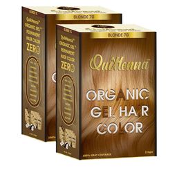 QUIKHENNA Set Of 2 Grey Coverage Organic Gel Hair Colour 210g Each - Blonde 7G-32