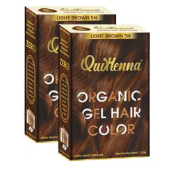 QUIKHENNA Set Of 2 Organic Gel Ammonia-Free Hair Color - Light Brown 5N-4