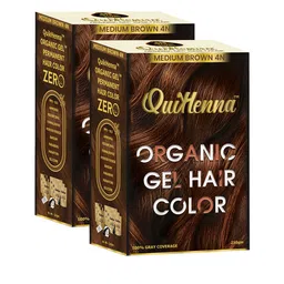 QUIKHENNA Set Of 2 Organic Gel Permanent Hair Colour 210g each - Medium Brown 4N-6