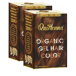 QUIKHENNA Set Of 2 Organic Gel PPD & Ammonia Free Hair Colour 210gm Each - Light Brown 5N-14