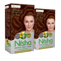 Nisha Women  Pack of 2 Creme Hair Color 120gm each- Natural Brown-47