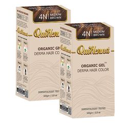QUIKHENNA Set of 2 Organic Gel Derma Hair Color 165 g Each - Medium Brown 4N-16