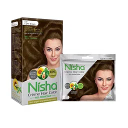 Nisha Long Lasting Creme Hair Colouring Combo Pack 160 gm - Light Brown-21