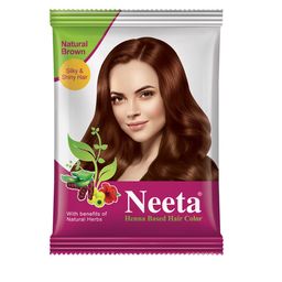 Neeta Set Of 10 Natural Henna Based Hair Colour For Silky Hair-15g Each - Natural Brown image 3