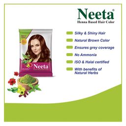 Neeta Set Of 10 Natural Henna Based Hair Colour For Silky Hair-15g Each - Natural Brown image 2