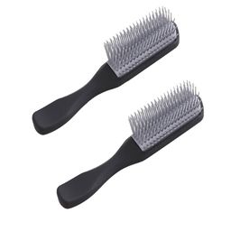 Kuber Industries Set Of 2 Flexible Bristles Paddle Hair Brush - Black-57