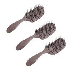 Kuber Industries Set of 3 Leaf Flexible Bristles Hair Brush With Paddle-11
