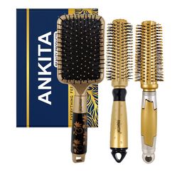 ANKITA 3-Pcs AP-2406 Hair Brush Combo - Gold-Toned-image-76