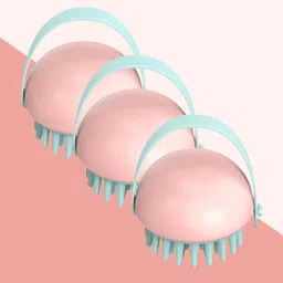 Kuber Industries Set Of 3 Hair Scalp Massager Brush For Dandruff - Pink-13