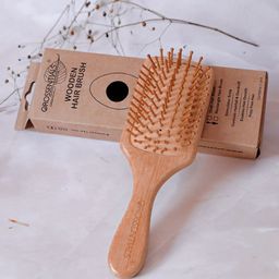 OROSSENTIALS Rectangle Wooden Small Paddle Hair Brush - Beige-20