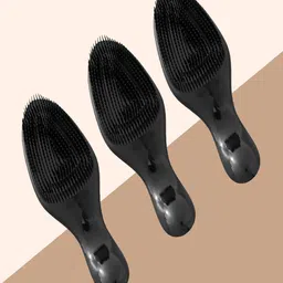 Kuber Industries Set of 3 Detangle Flexible Bristles Hair Brush - Cream-Coloured-81