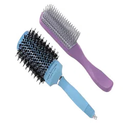 Kuber Industries Set of Bristles Brush & Paddle Hair Brush - Purple & Blue-86