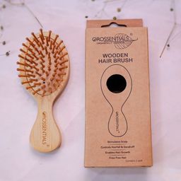 OROSSENTIALS Oval Wooden Travel Friendly Hair Brush - Beige-55