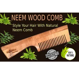 KAZARMAA Brown Natural Neem Wood Comb-17