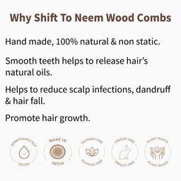 BodyHerbals Set Of 2 Anti Static Handmade Neem Wood Double Tooth & Wide Tooth Comb image 4