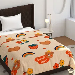 BREVARD Peach-Coloured Cartoon Characters 150 GSM Single Bed Comforter-image-94